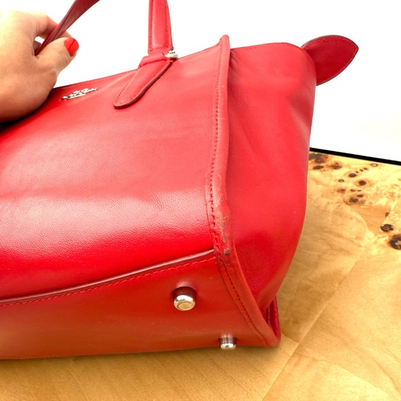 Coach Red Crossbody Crosby Carryall Leather Tote - Picture 4 of 8